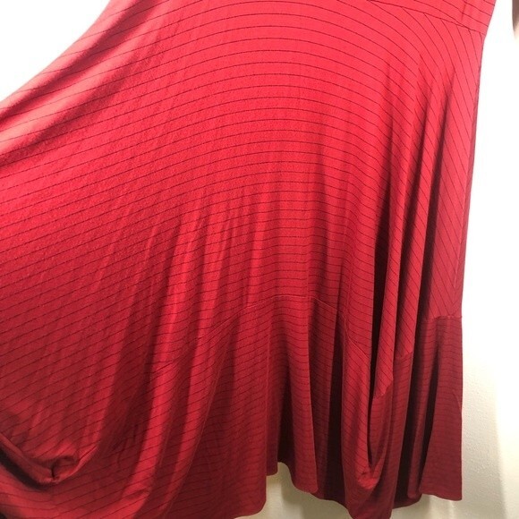 Comfy USA Katie Dress Long Sleeve Red Pinstriped Legaenlook Large - Picture 4 of 6